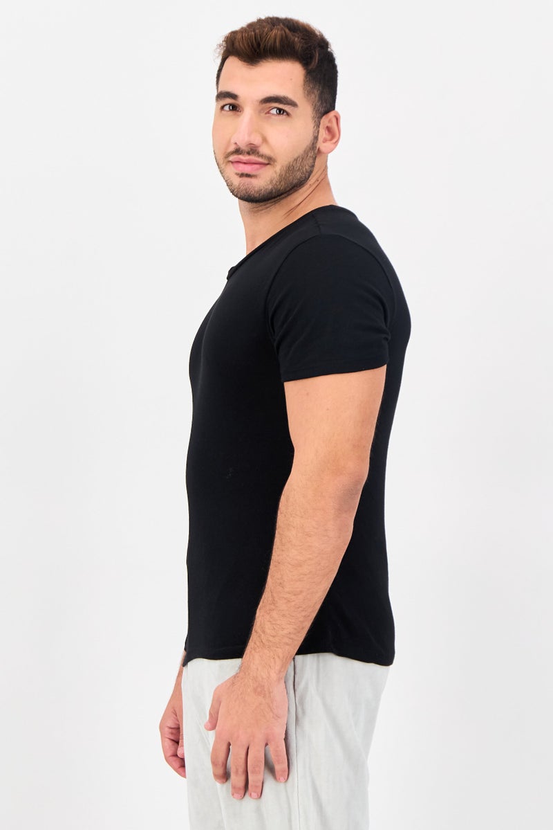 Frye Men 4 Pcs Crew Neck Short Sleeve Brand Logo T-Shirt, Black - Image 3